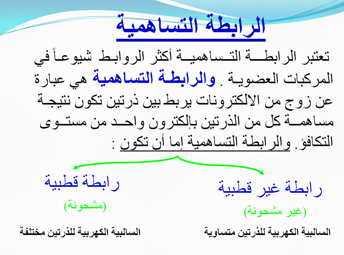 الرابطة التساهمية Covalent Bond مصطلحات كيميائية