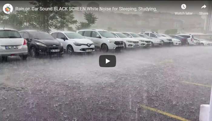 Rain on Car Sound BLACK SCREEN White Noise for Sleeping, Studying,