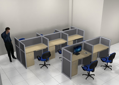 Meja Partisi 6 Orang dan Meja Partisi 2 Orang + Cubicle Workstation + Furniture Semarang