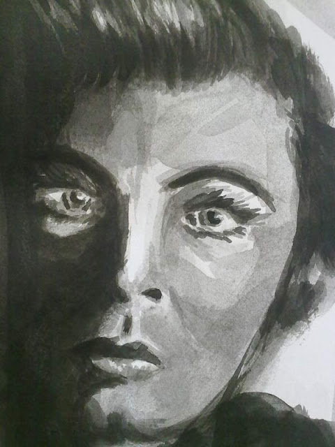 rostro de mujer en tinta china