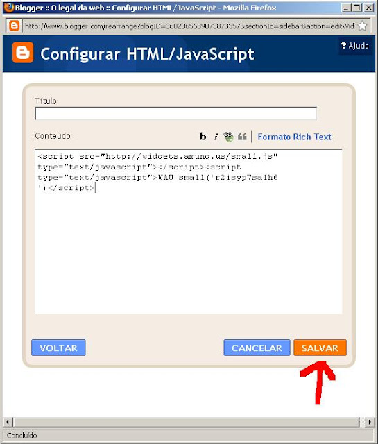 Configurar html do Blogger