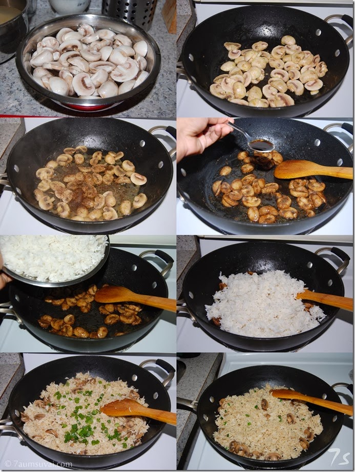 Mushroom fried rice process