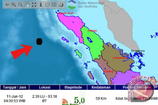 Gempa 5 SR Kembali Goyang Simeulue Aceh