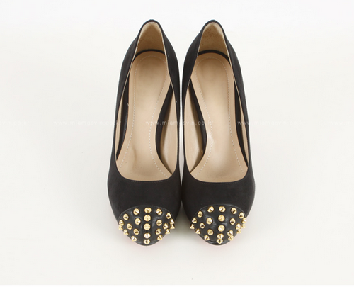 Black Pumps with Gold Spikes