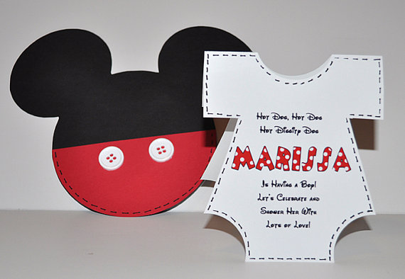 Mickey Mouse Baby Shower Invitation (Inspired) with a Onesie Insert.