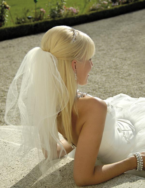 half up half down wedding hairstyles with veil