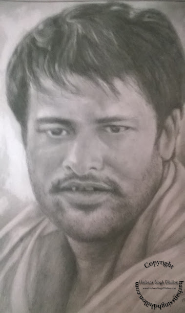 Pencil portrait of Pbi singer/filmstar Amrinder Gill