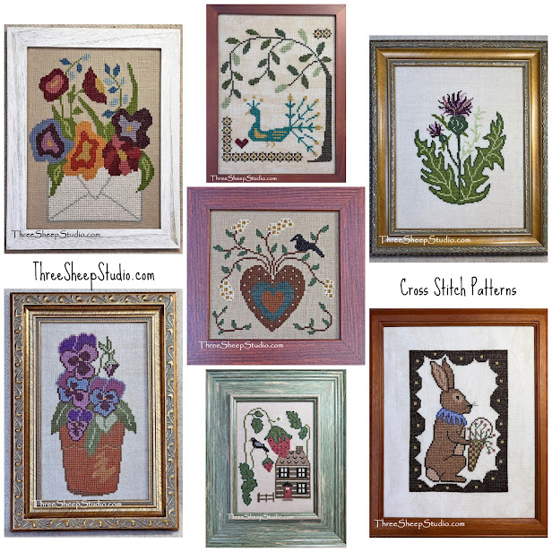 Cross Stitch Designs by Rose Clay at ThreeSheepStudio.com