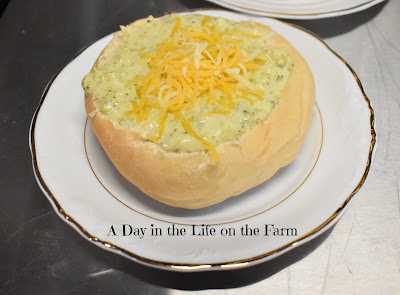 Broccoli Cheese Soup in a Bread Bowl