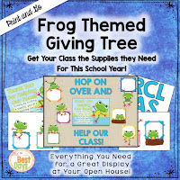 This Frog Themed Giving Tree is perfect to get your supplies for Back-to-School Nite or Open House!