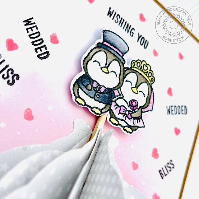 Sunny Studio Stamps: Wedded Bliss Penguin Themed Wedding Cards by Alma Störk (featuring Cupcake Shaped Dies)