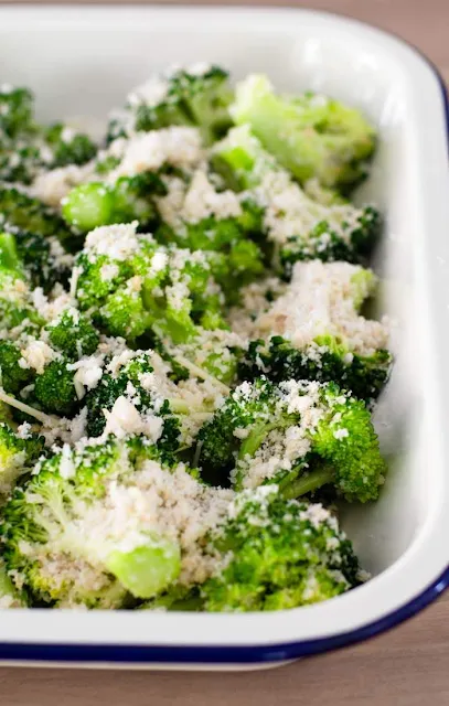 Broccoli florets ready for roasting image