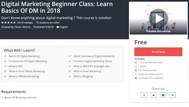 [100% Free] Digital Marketing Beginner Class: Learn Basics Of DM in 2018