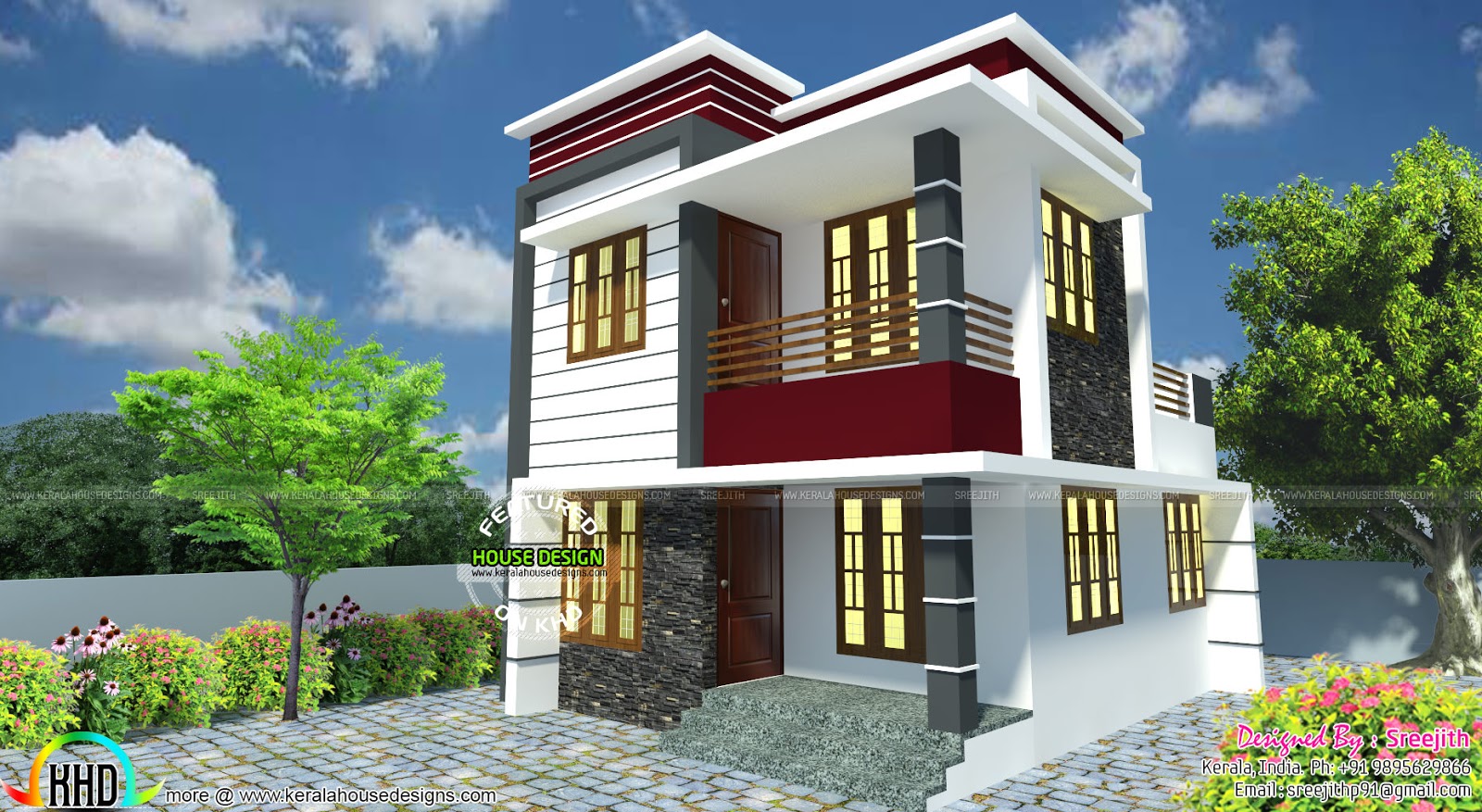 Small south facing modern home Kerala home design and 
