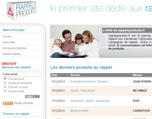 capture d'écran site Web rappelsproduits.fr