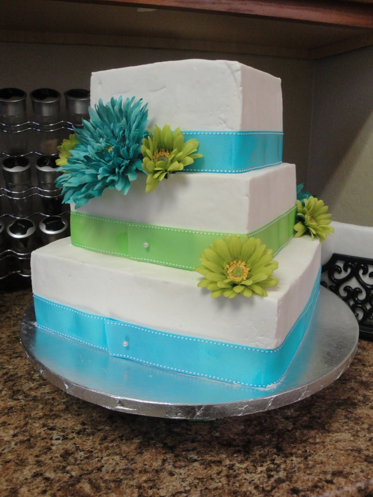 Blue & Green Wedding Cake