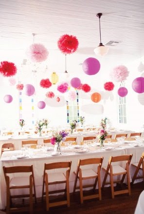 wedding decor using paper pompoms