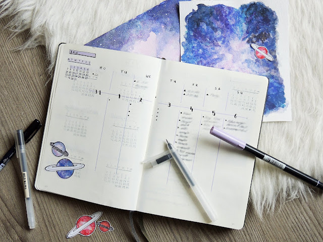 weekly setup january bullet journal galaxy theme glitter is the new black