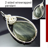 2 sided green line jasper stone wirewrapped pendant