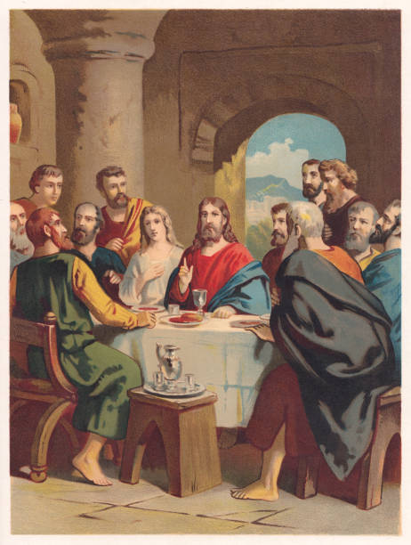 The Last Supper, chromolithograph, published in 1886 - stock illustration