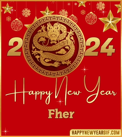 Happy New Year 2024 gif wishes Dragon Fher