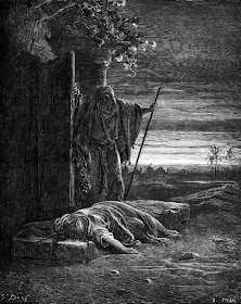 The merciless manner in which the Levite hands his concubine over to the savagery of the Benjamite men and then in the morning prepares to continue his journey home without her, exposes a brutal heart that is murderous to the degree that when he trips over his wife lying on the threshold, he commands her to 'get up; let’s go' (Judges 19:28).