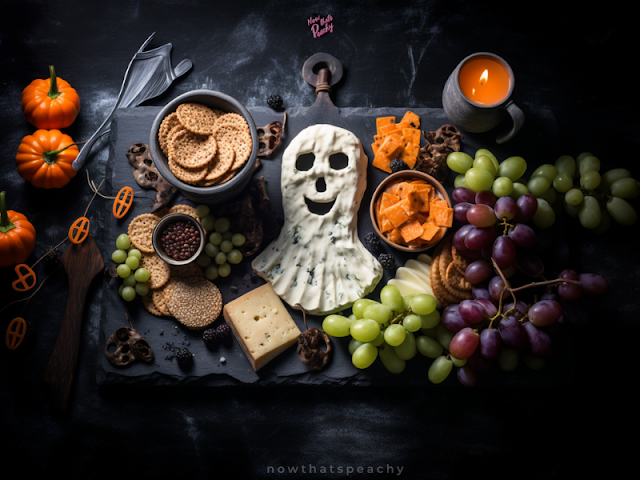 Spooky Black Halloween Ghost Dip Charcuterie Board Nowthatspeachy