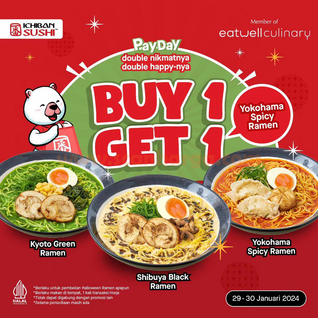 Promo ICHIBAN SUSHI PAYDAY – Spesial BELI 1 GRATIS 1