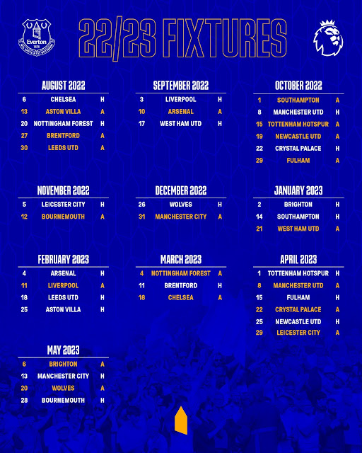 Jadual Perlawanan Everton Di EPL Sepanjang Musim 2022-2023
