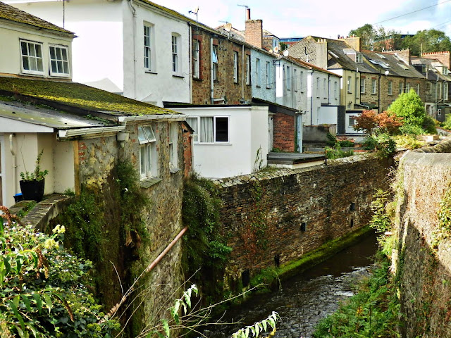 The backs of houses and the river in Truro, Cornwall