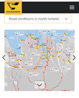 冬　アイスランド　アークレイリ　北部　天候　雪　通行止め　地図　road  is サイト　ウェブ