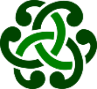 Curved green lines interlaced in a pattern similar to Celtic knotwork.