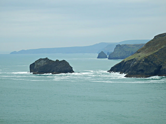 Views of cliffs from coastal path at Tintagel, Cornwall