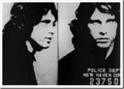 Jim Morrison's mugshot in New Haven (1967)