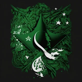 Pakistan Independence Day, Graphic Design, vector, masterpiece, Black Background,