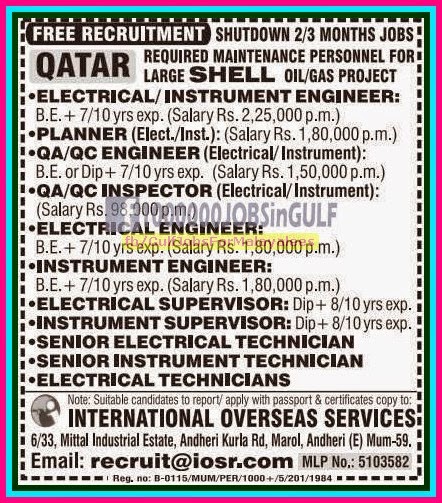 Oil & Gas Project Jobs for Qatar - Free Recruitment