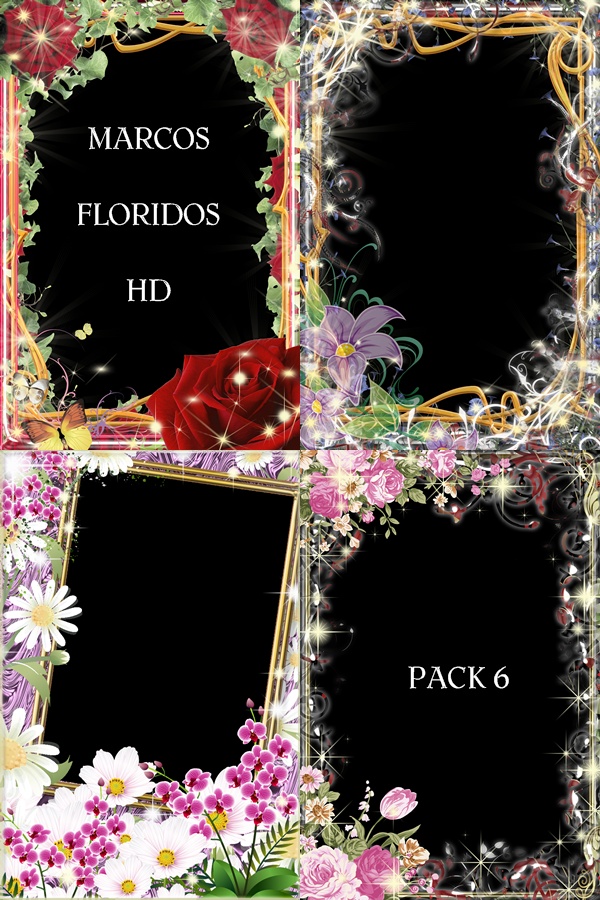 Marcos floridos HD - Pack 6 [PNG]