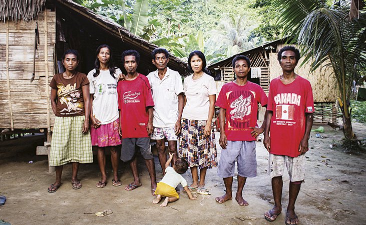 Group of Batak men and women