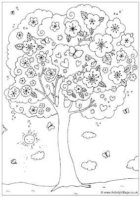 Spring Coloring Sheets on Spring Blossom Tree Coloring Page    Disney Coloring Pages
