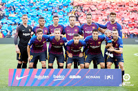 F. C. BARCELONA - Temporada 2018-19 - Ter Stegen, Rafinha, Lenglet, Rakitic, Busquets y Piqué; Sergi Roberto, Arthur, Coutinho, Luis Suárez y Jordi Alba. F. C. BARCELONA 5 (Coutinho, Luis Suárez 3, Arturo Vidal) REAL MADRID C. F. 1 (Marcelo). 28/10/2018. Campeonato de Liga de 1ª División, jornada 10. Barcelona, Nou Camp