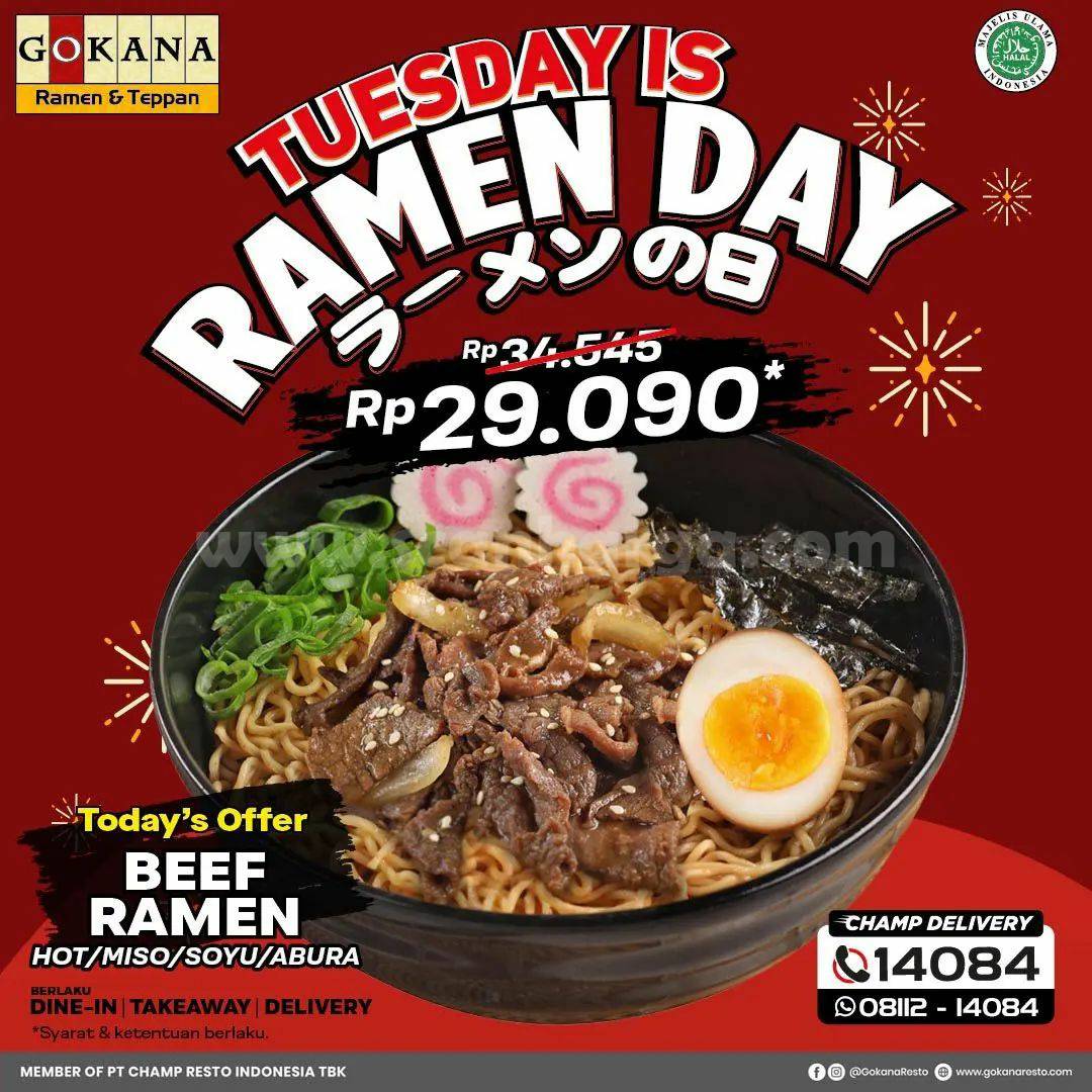 GOKANA Promo TUESDAY is RAMEN DAY – Beli Beef Ramen harga cuma Rp 29.090