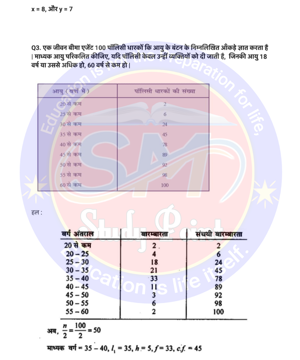 Bihar Board NCERT Math Solutio'n of Statistics | Class 10th Math Exercise 14.3 | सांख्यिकी सभी प्रश्नों के उत्तर | प्रश्नावली 14.3 | SM Study Point