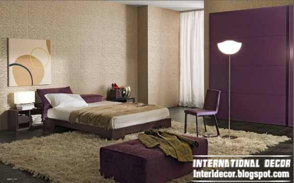 modern Turkish bedroom designs and ideas with purple furniture 2015