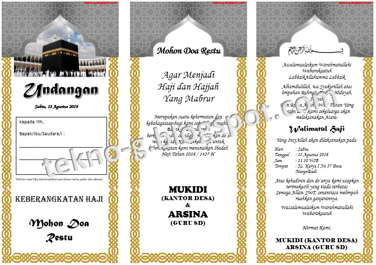 Download Contoh Undangan Berangkat Naik Haji Dengan