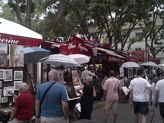 Montmartre Les échoppes des aquarellistes et portraitistes, place du Tertre.