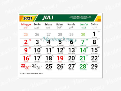Template Kalender 2023 Bulan Juli