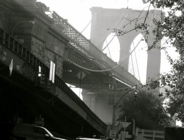 Approaching Brooklyn Bridge. 