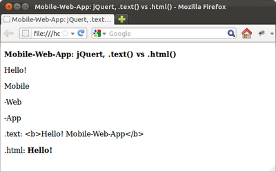 jQuert: .text() vs .html()