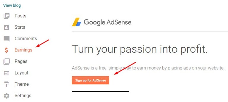 Register Adsense blogger