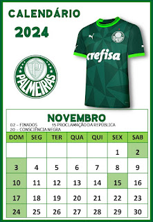 Calendario 2024 Palmeiras Mascote